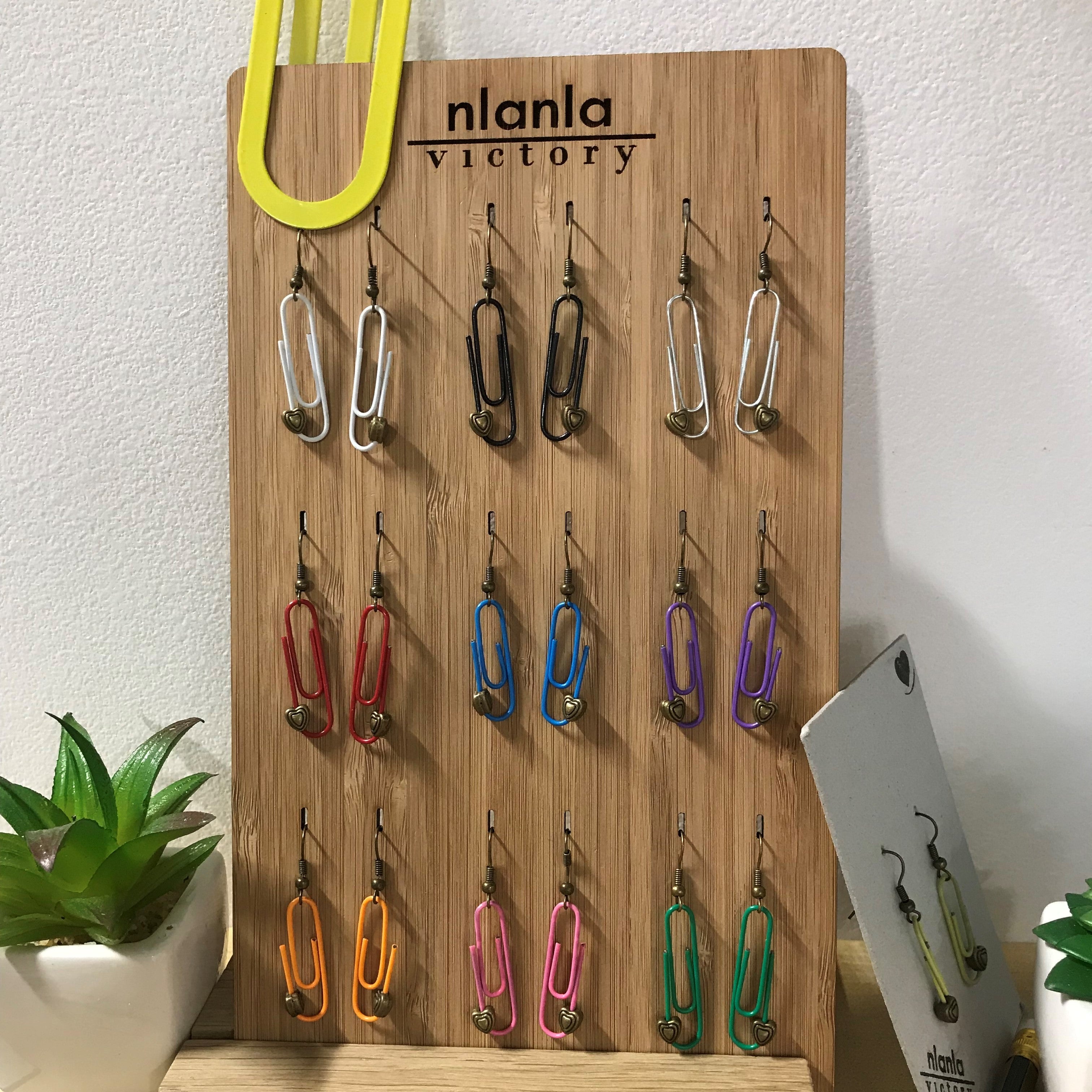 Black Personalised Paperclip Earrings | by lovedbynlanla